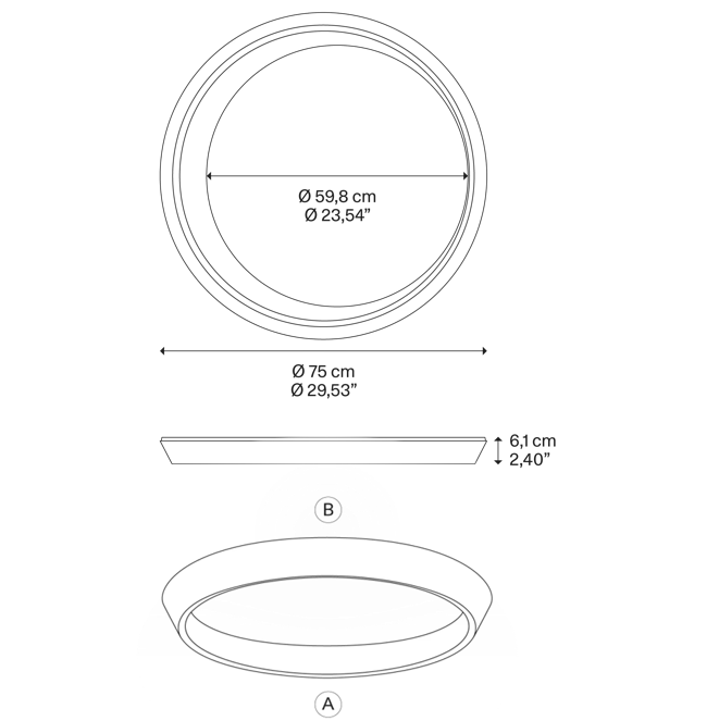 Tidal 75 Plafoniera lampada soffitto LED Ø 75 cm.