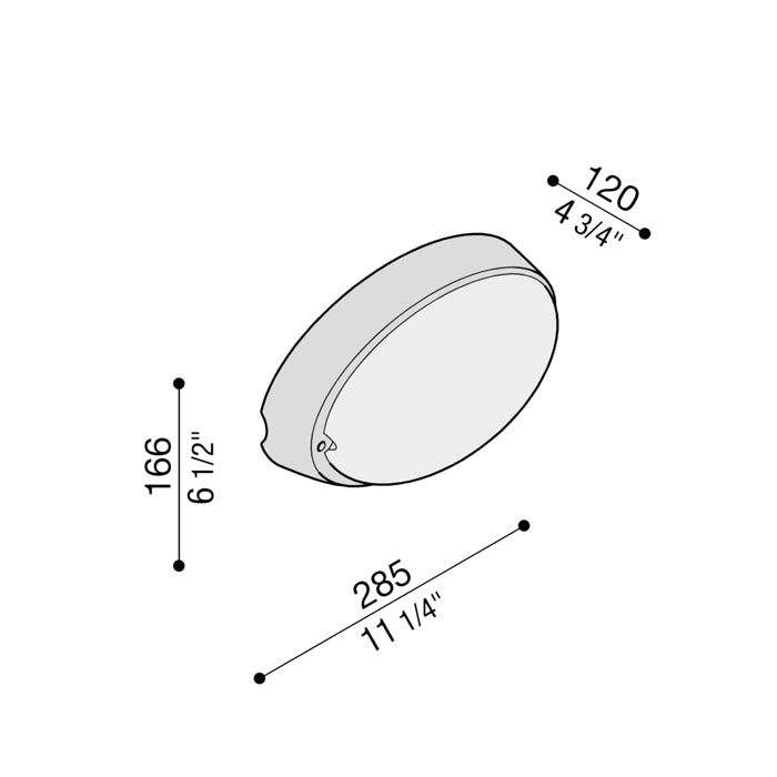 Airy Plus Ovale 300 Applique lampada da parete per esterno in tecnopolimero diffusore policarbonato IP65
