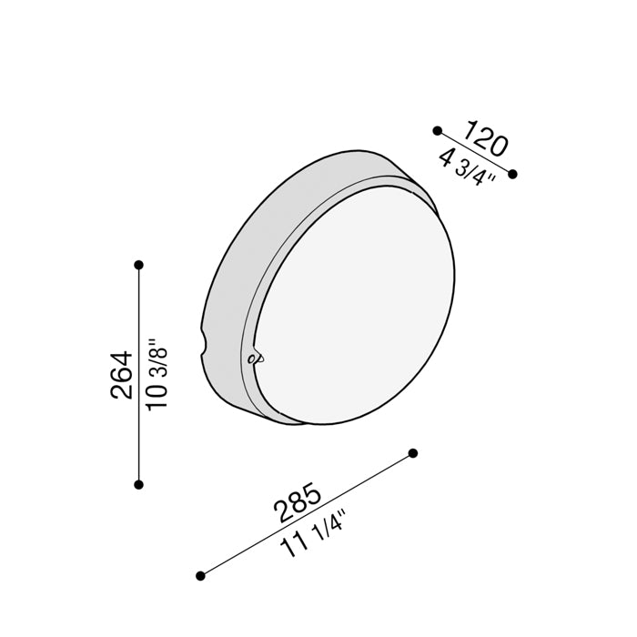 Airy Tonda 300 Applique lampada da parete soffitto per esterno in tecnopolimero vetro acidato IP54