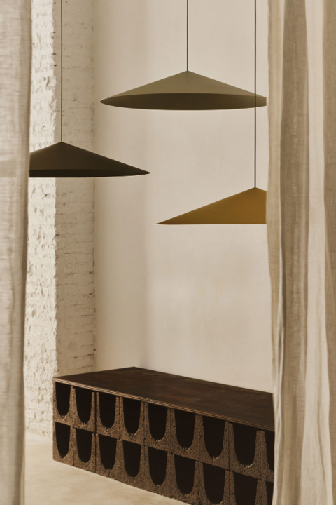 Dune 55 sospensione da incasso led Ø 55 cm. dim DALI 2700K Nero Strutturato