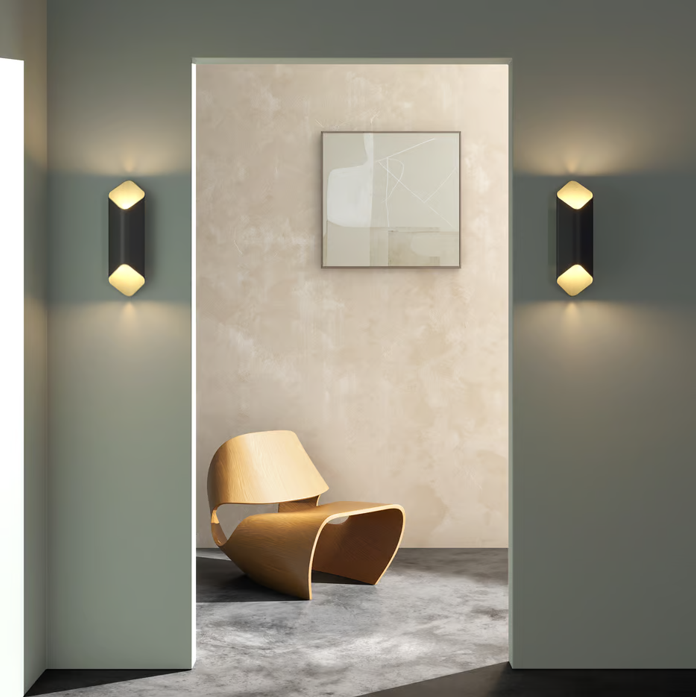 Ako 420 Phase Applique LED 2700K per interno in metallo nero opaco oro