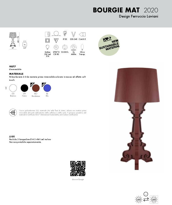 Bourgie Matt Bordeaux Lampada da tavolo