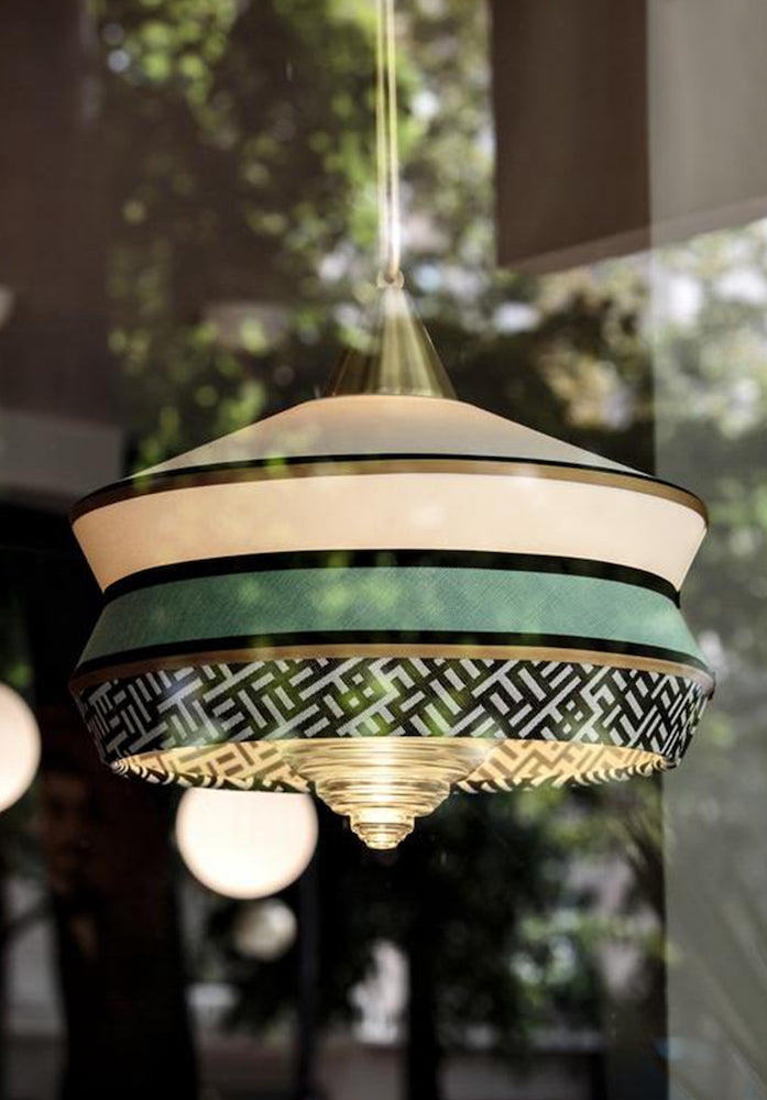 Calypso so Antigua Mint Lampadario a sospensione in tessuto