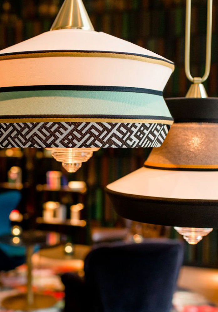 Calypso so Antigua Black Lampadario a sospensione in tessuto