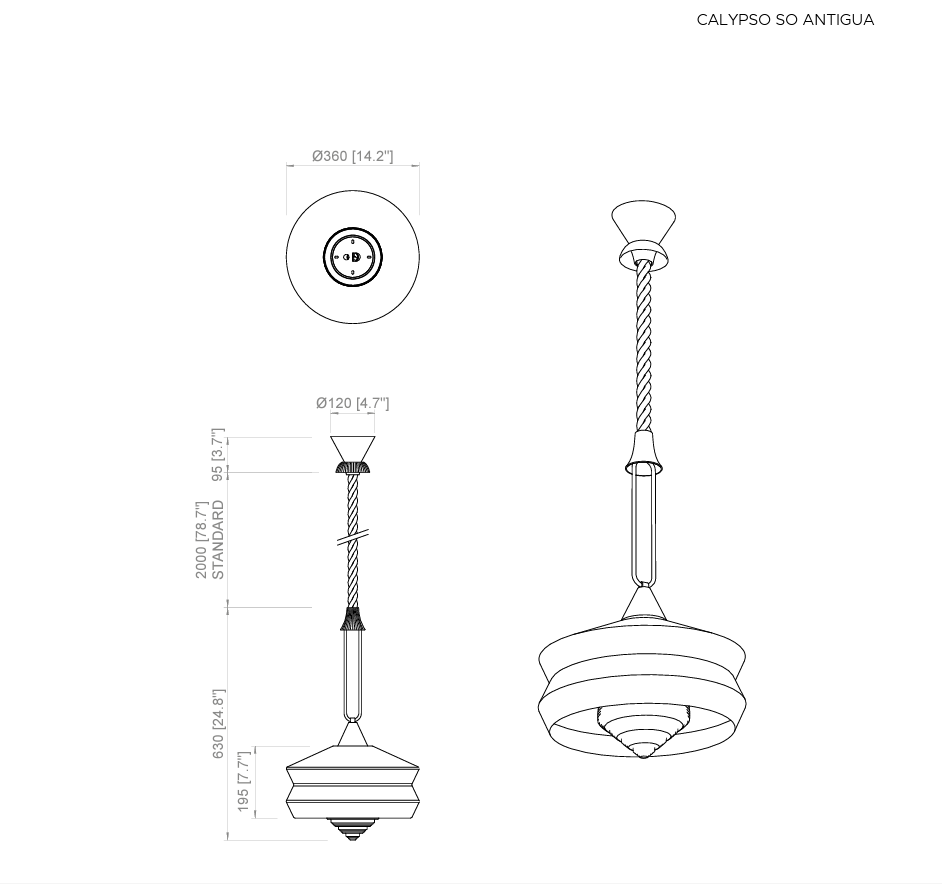 Calypso so Antigua Black Lampadario a sospensione in tessuto