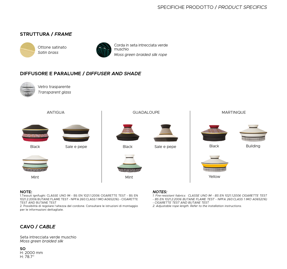 Calypso so Antigua Black Lampadario a sospensione in tessuto