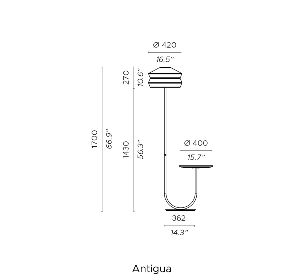 Calypso floor table indoor Antigua Mint Lampada da terra in tessuto con tavolino