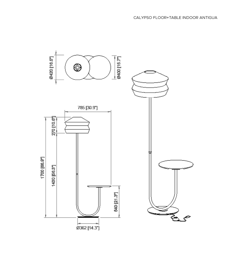 Calypso floor table indoor Antigua Mint Lampada da terra in tessuto con tavolino