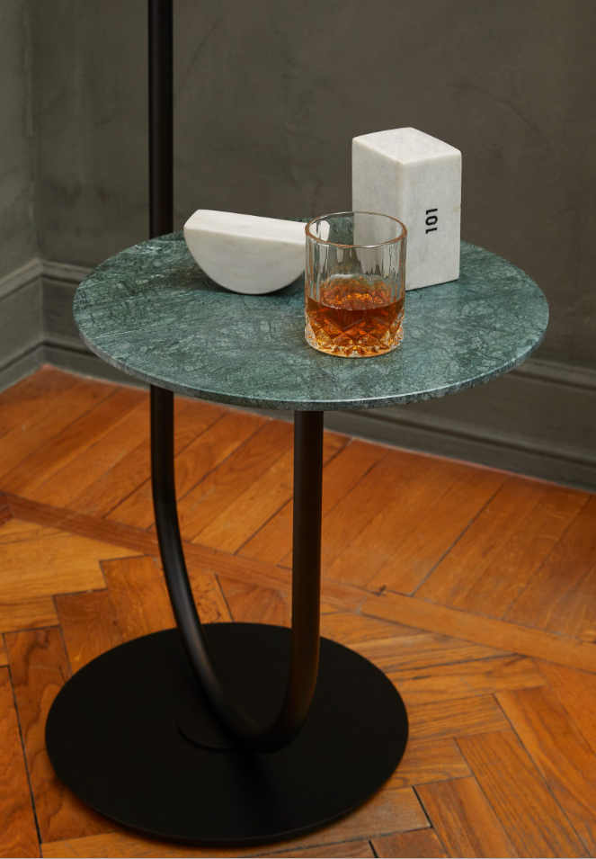 Calypso floor table indoor Antigua Mint Lampada da terra in tessuto con tavolino