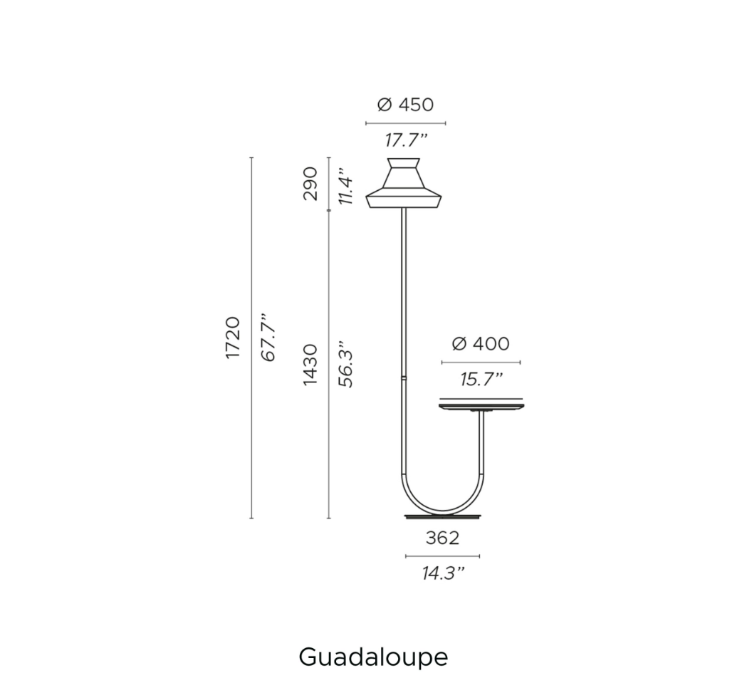Calypso floor table indoor Guadaloupe Sale e Pepe Lampada da terra in tessuto con tavolino