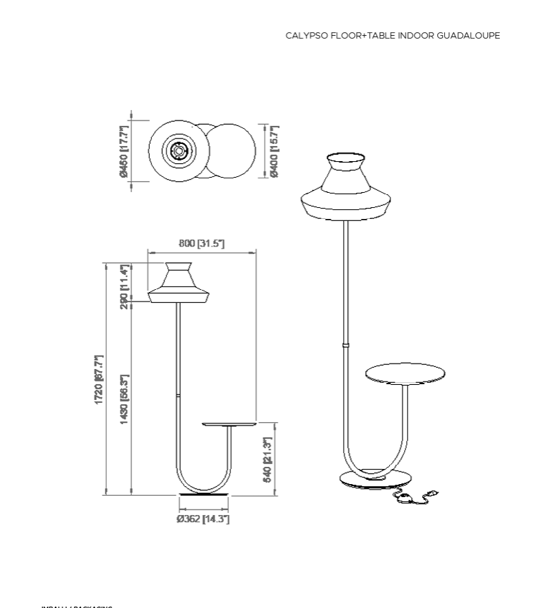 Calypso floor table indoor Guadaloupe Sale e Pepe Lampada da terra in tessuto con tavolino