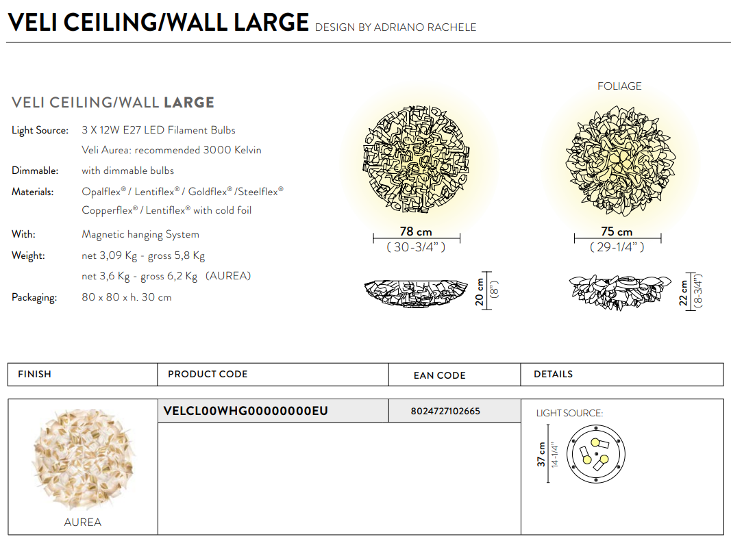 Veli Aurea Large Plafoniera
