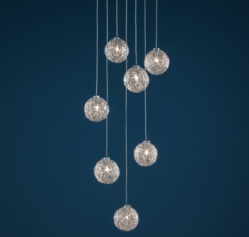 Fil de Fer Sweet Light Chandelier sfere filo in alluminio base rotonda