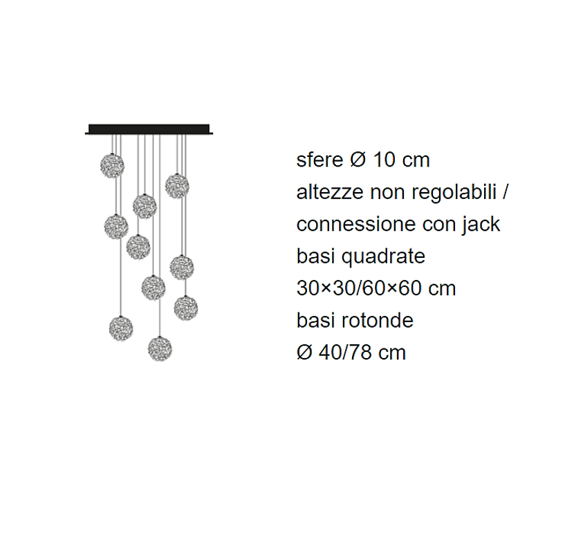 Fil de Fer Sweet Light Chandelier sfere filo in alluminio base rotonda
