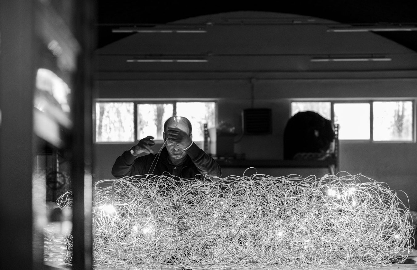 Fil de Fer Nuvola Lampadario Sospensione filo in alluminio