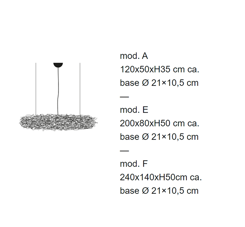 Fil de Fer Nuvola Lampadario Sospensione filo in alluminio