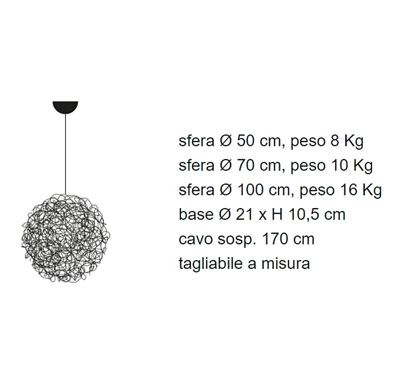 Fil de Fer Lampadario Sospensione sfera filo in alluminio