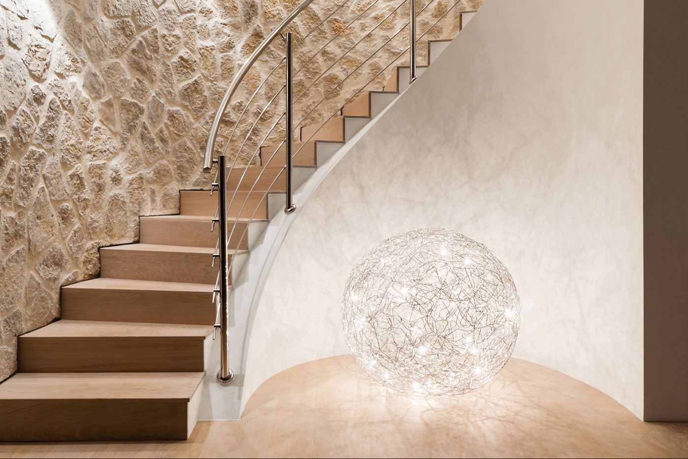 Fil de Fer F Lampada da terra sfera filo in alluminio