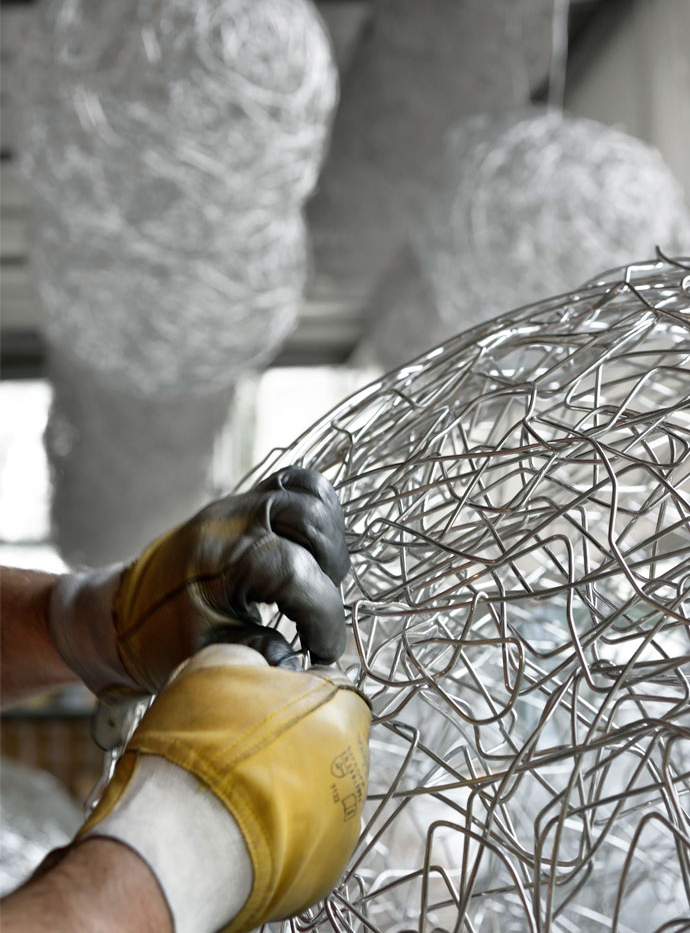 Fil de Fer F Lampada da terra sfera filo in alluminio