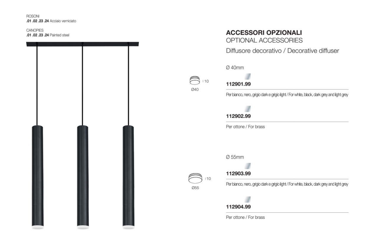 Collins SP Sospensione cilindro da interno Ø4 H20 cm. dark grey