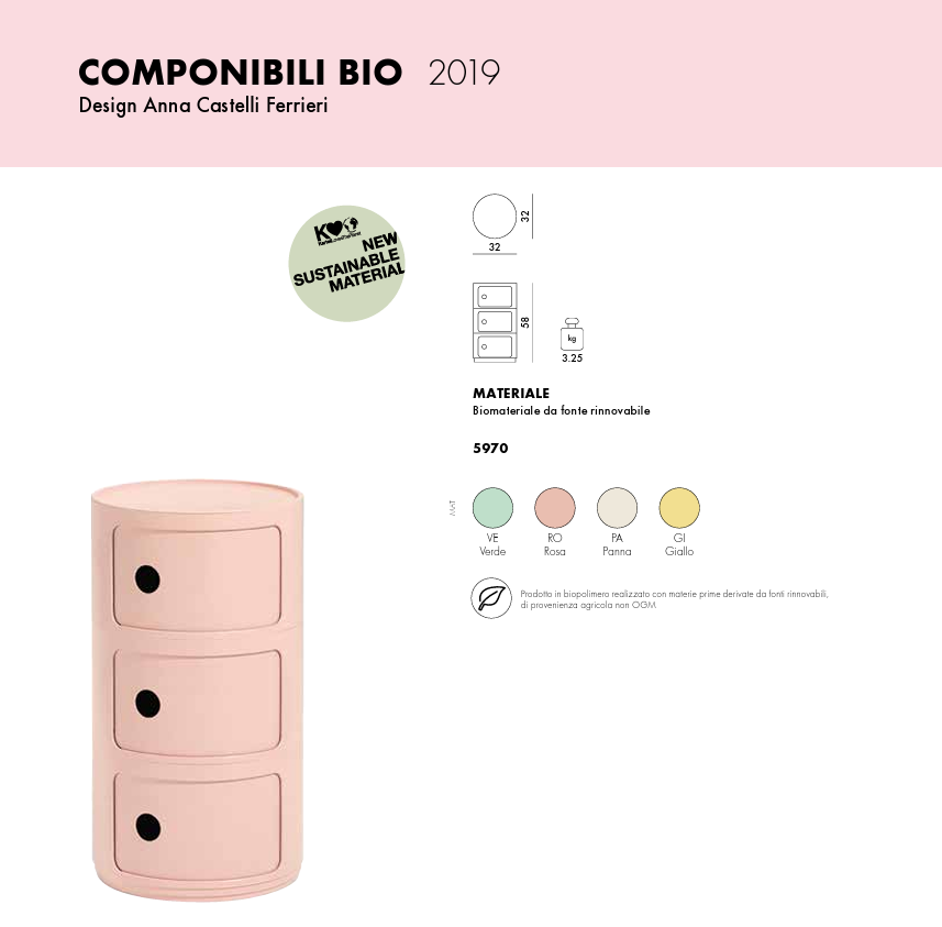 Componibili Bio Comodino in Biomateriale Ø32 H58 cm. giallo