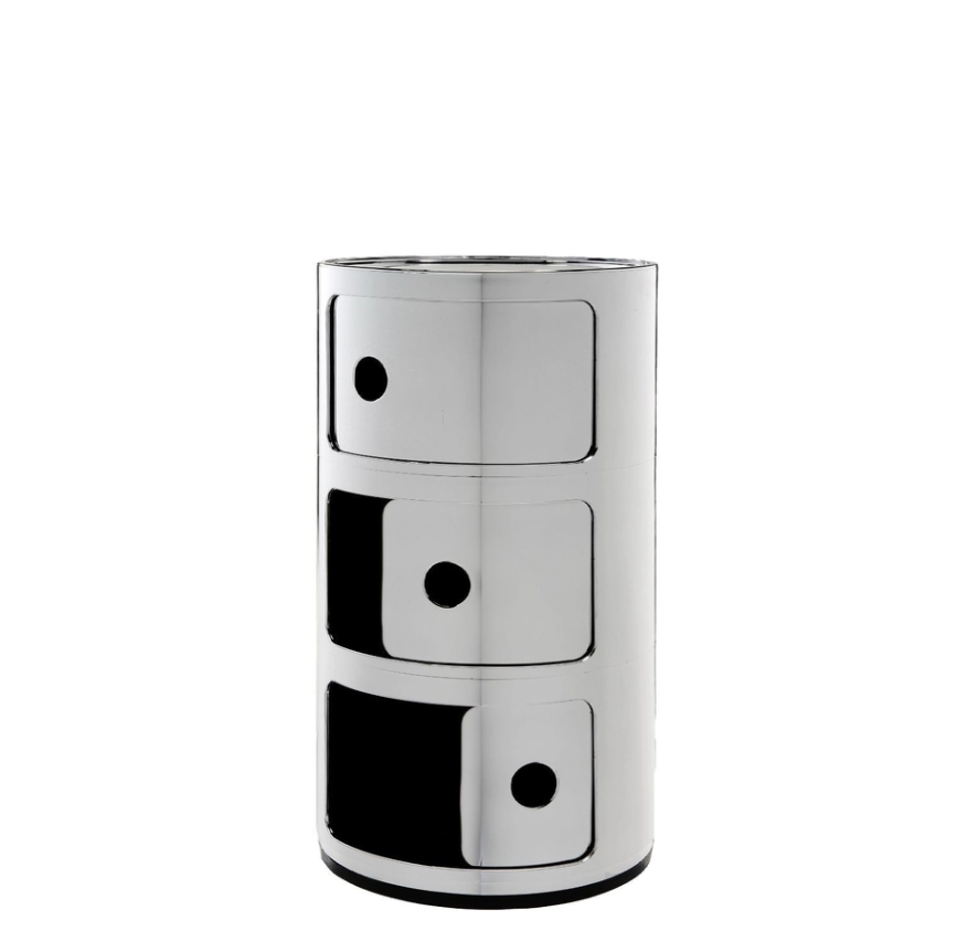 Componibili Metal Comodino in ABS metallizzato Ø32 H58,5 cm. cromo
