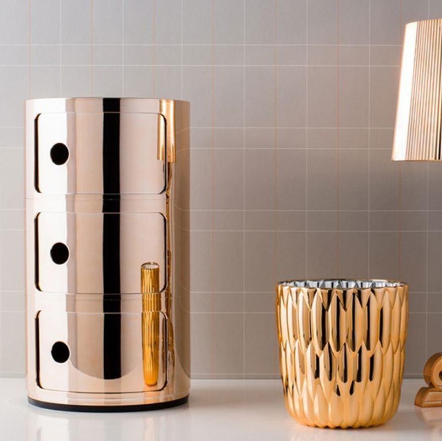 Componibili Metal Comodino in ABS metallizzato Ø32 H40 cm. oro