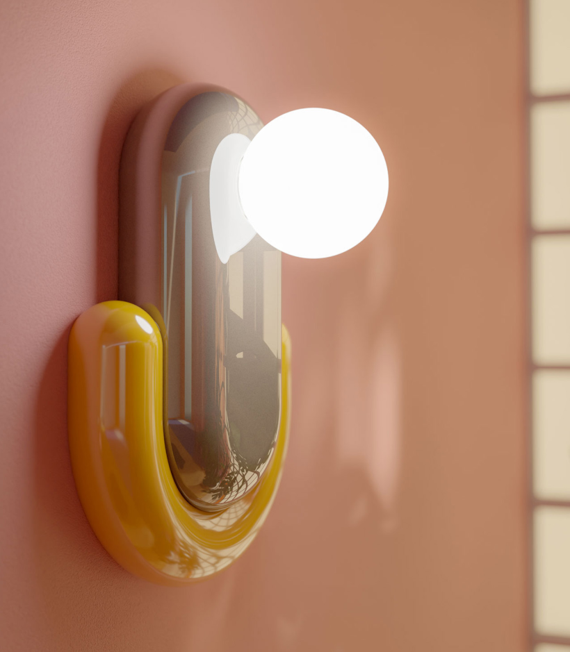 Eclair C2770 lampada parete ceramica decorata grigio sabbia giallo e vetro