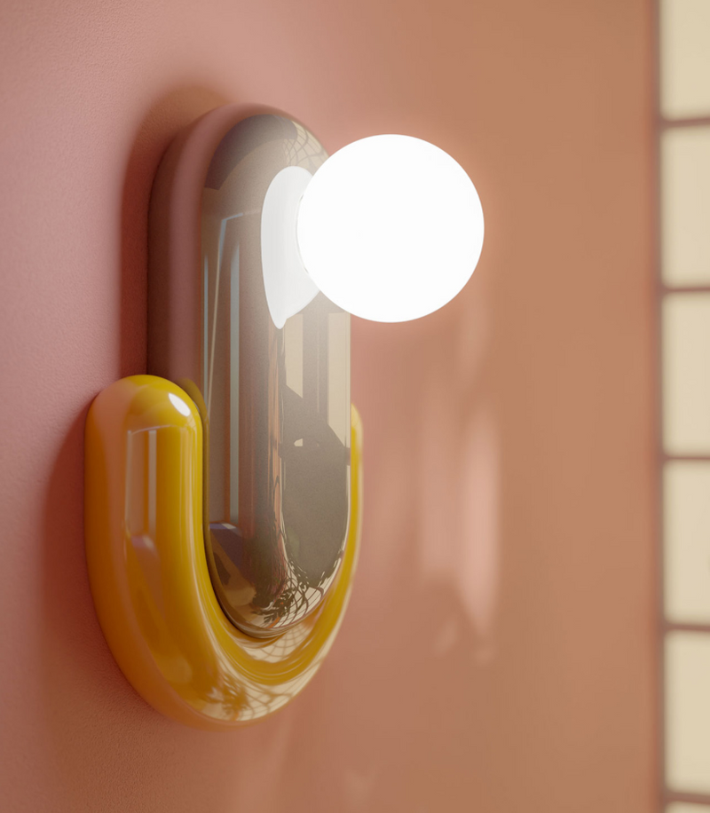 Eclair C2770 lampada parete ceramica decorata arancio volpe azzurro e vetro