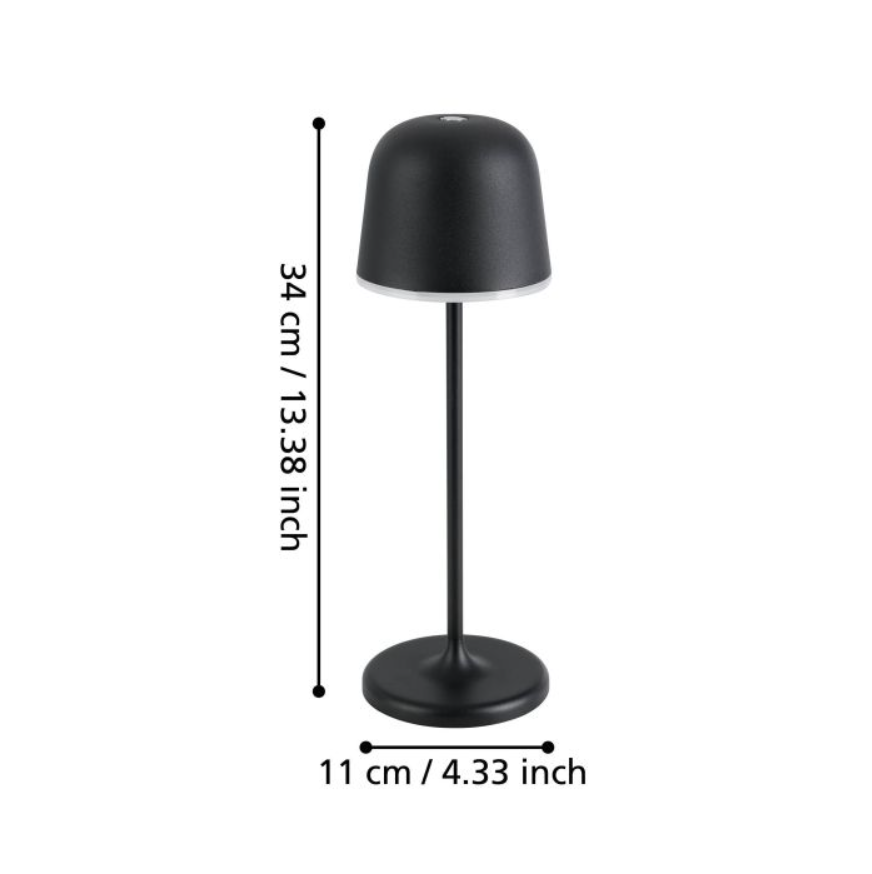 Mannera Nero Lampada ricaricabile da tavolo IP54