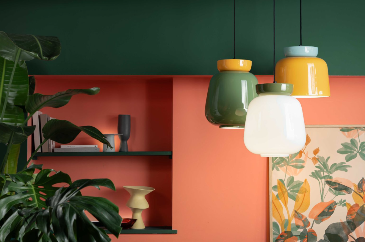 Corcovado C2744 lampadario sospensione ceramica azzurro arancio