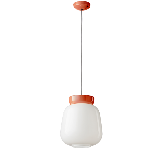 Corcovado C2742 lampadario sospensione ceramica arancio vetro bianco lucido