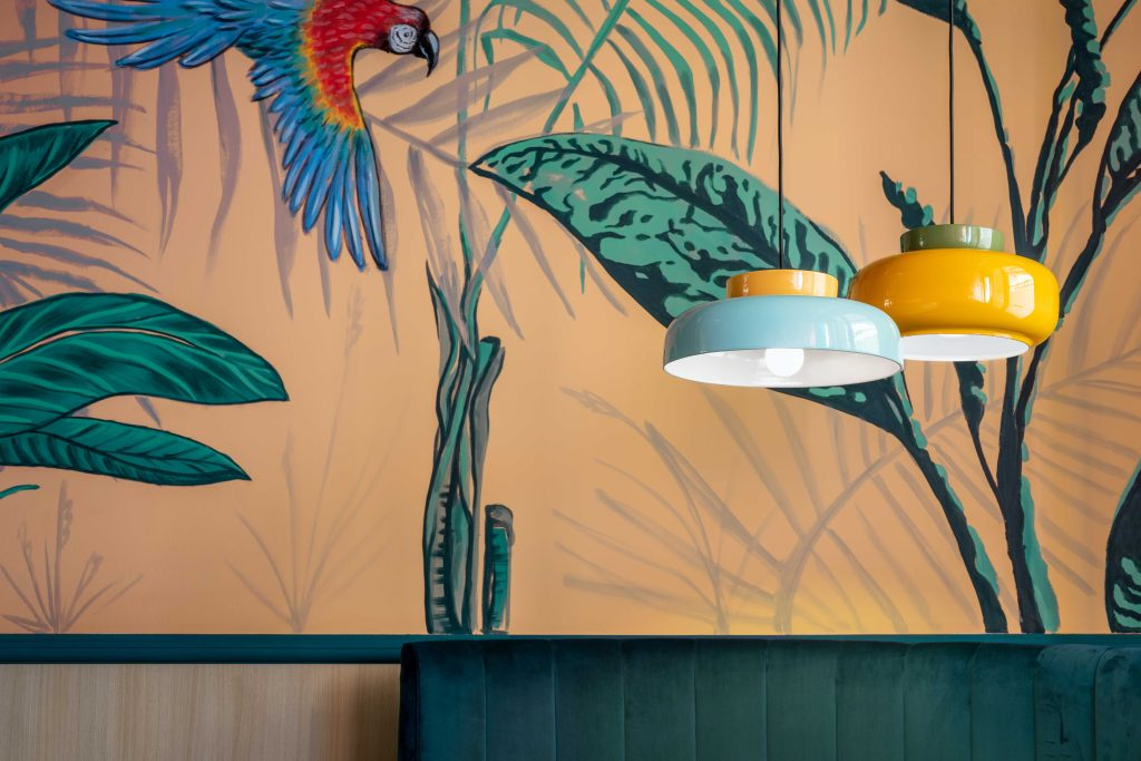 Maracanà C2741 lampadario sospensione ceramica verde vetro giallo lucido
