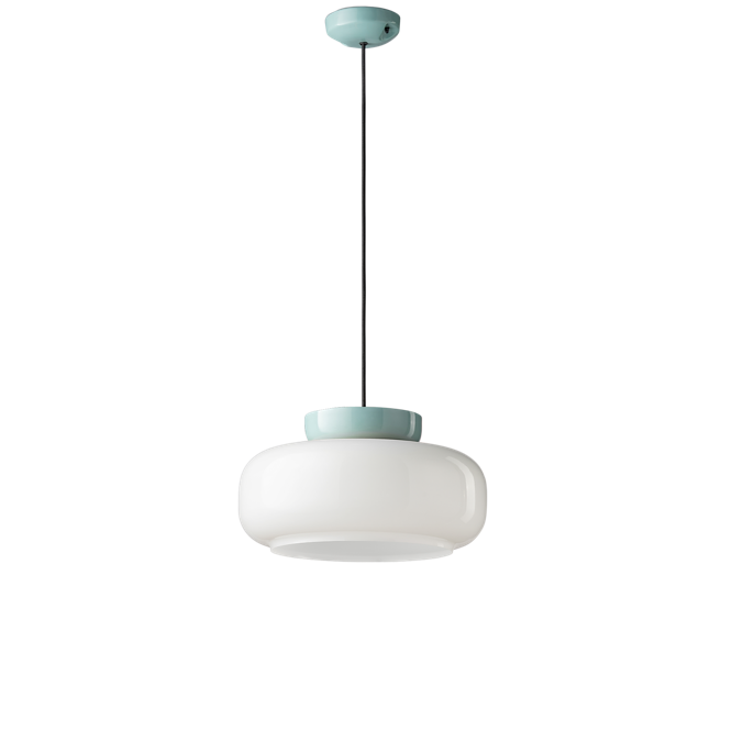 Maracanà C2743 lampadario sospensione ceramica azzurra vetro bianco lucido