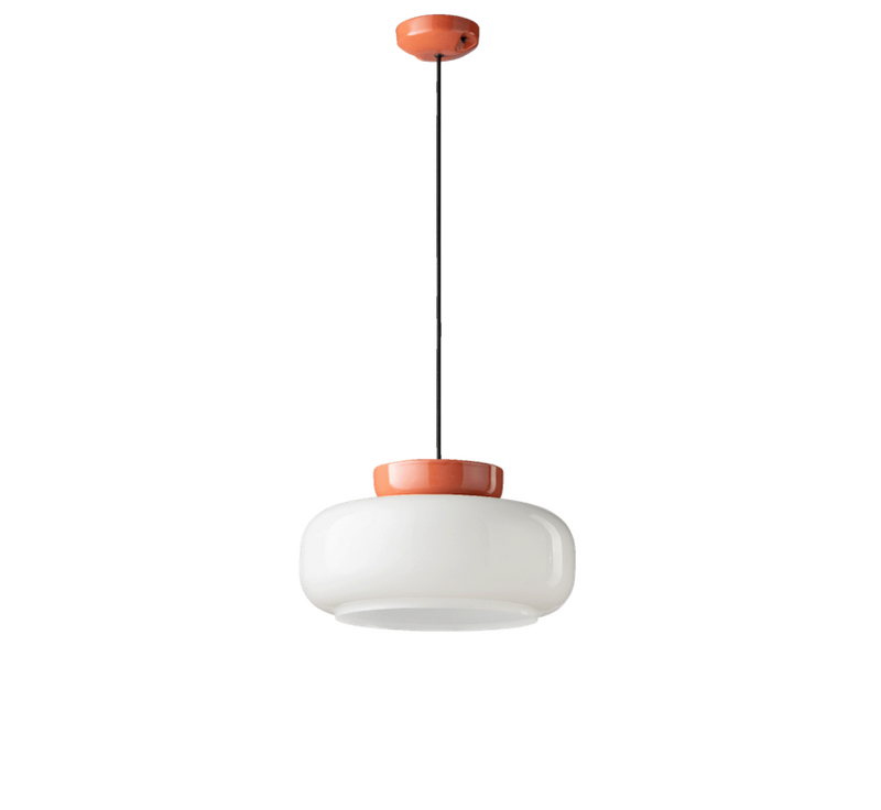 Maracanà C2743 lampadario sospensione ceramica arancio vetro bianco lucido