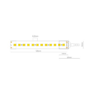 Strip LED FINE-32 CHIP 2835 230VAC 15W/M 4000K IP65 - 50 mt.