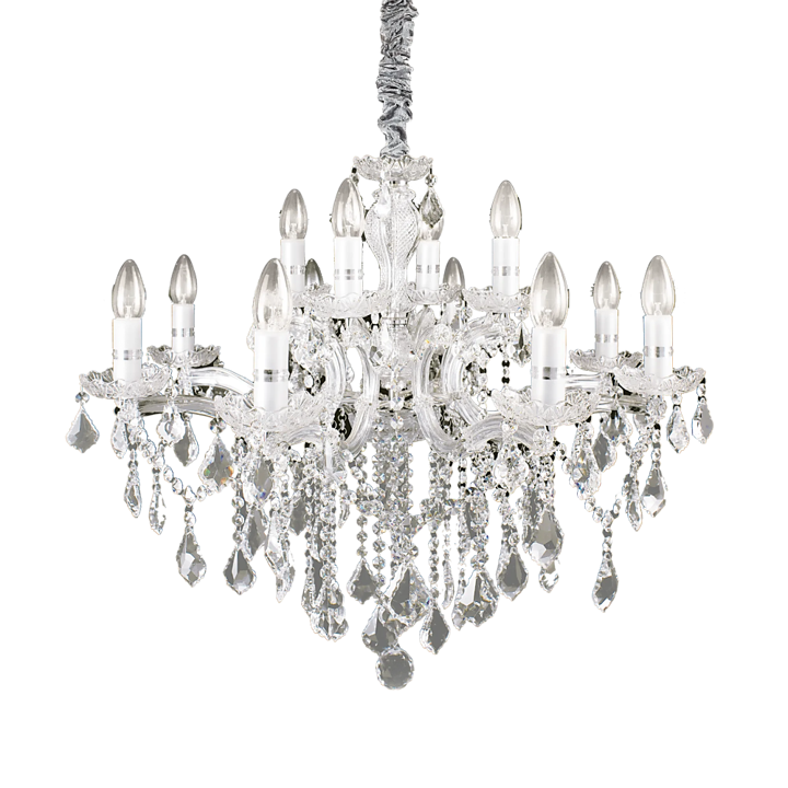 Florian sp12 lampadario 12 luci cromo cristallo trasparente