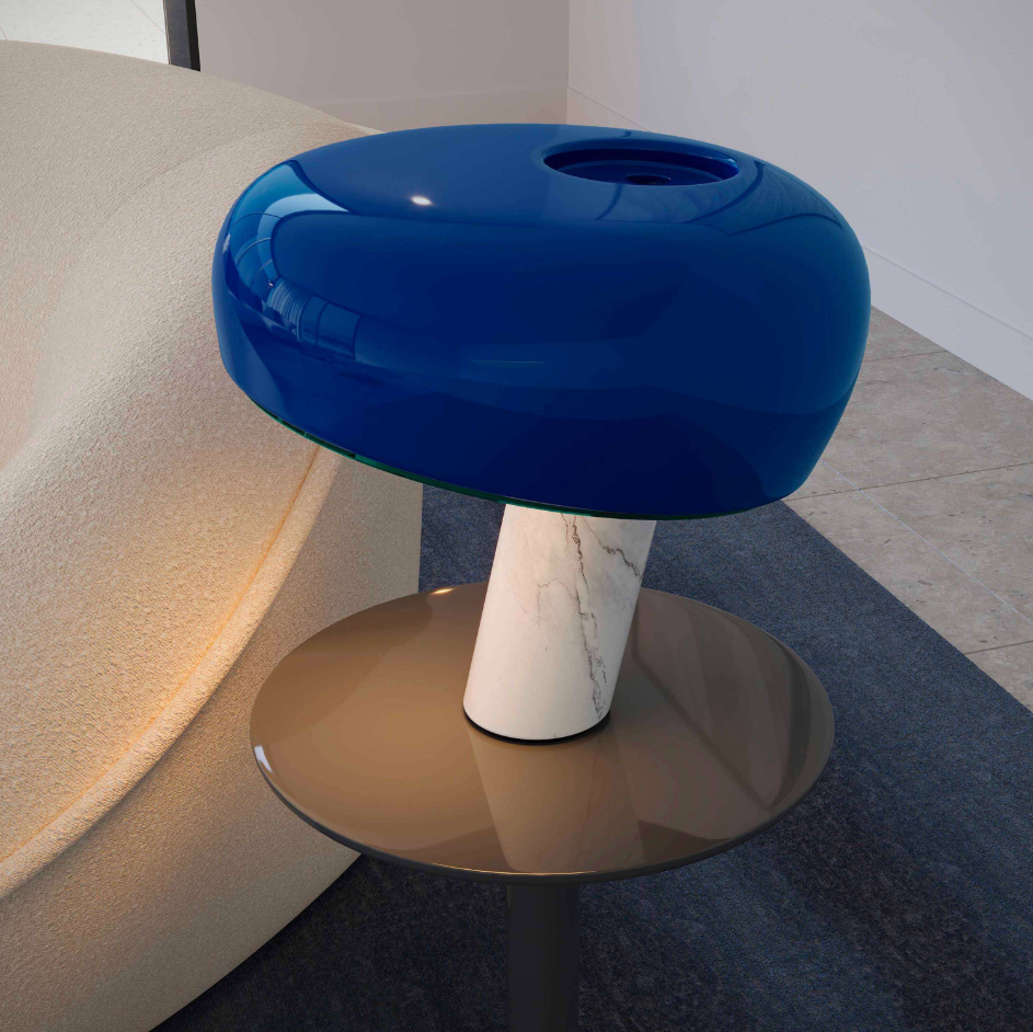 Snoopy Lampada da tavolo in marmo vetro blu