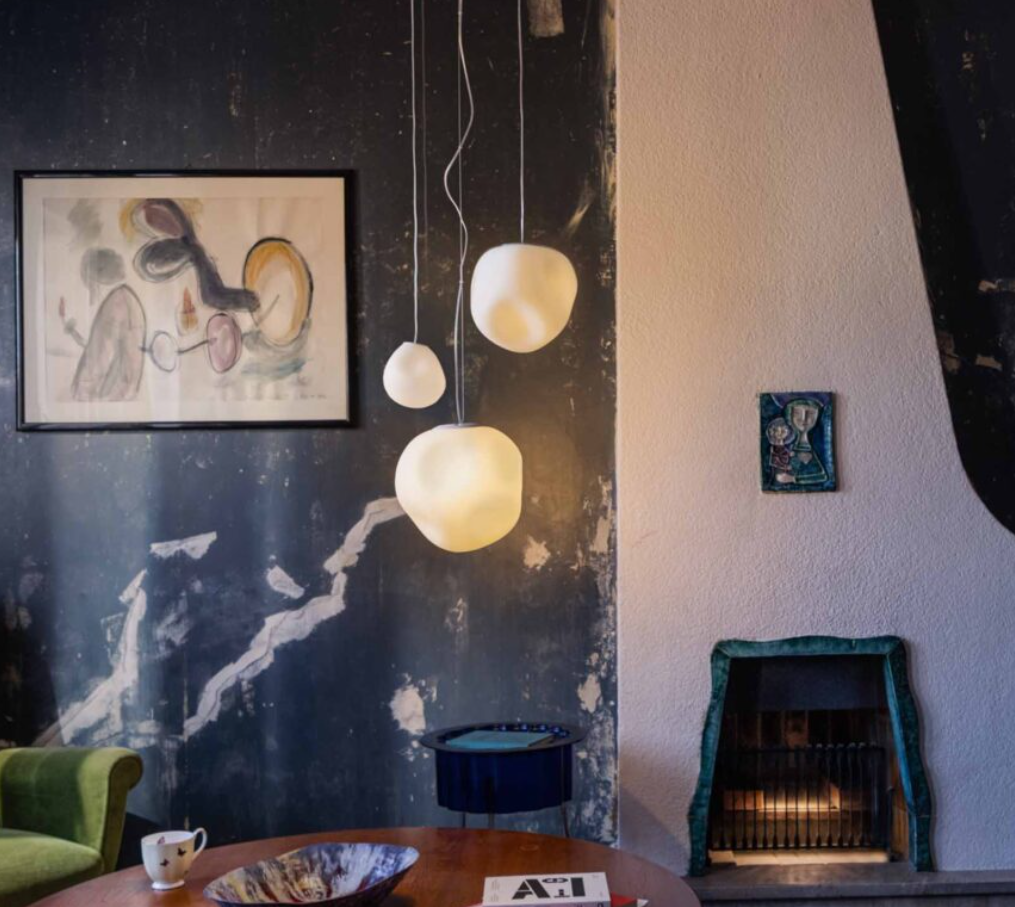 Hoba Lampadario sospensione midi in vetro soffiato bianco