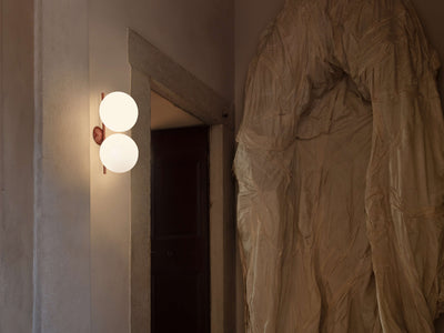 IC Lights C/W1 Double Lampada da parete soffitto ottone vetro soffiato Ø20 cm.