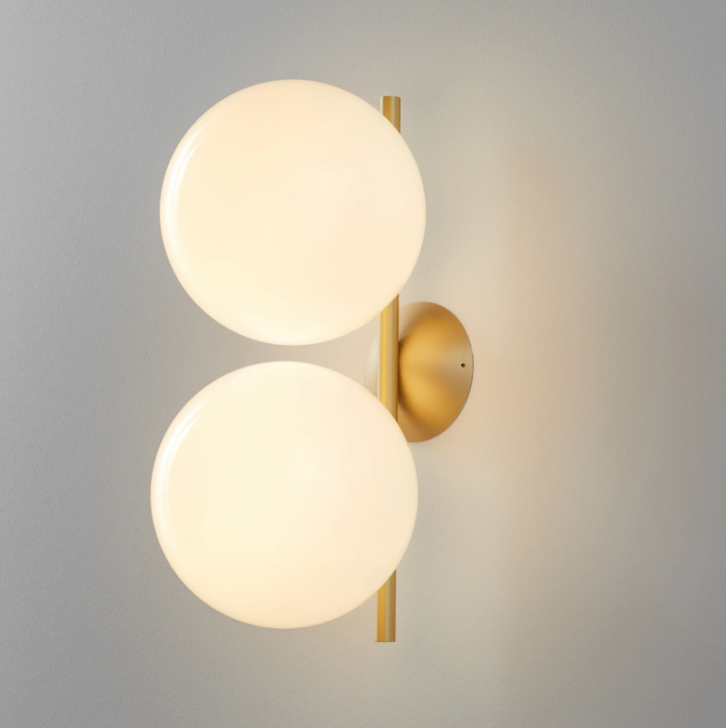 IC Lights C/W1 Double Lampada da parete soffitto ottone vetro soffiato Ø20 cm.
