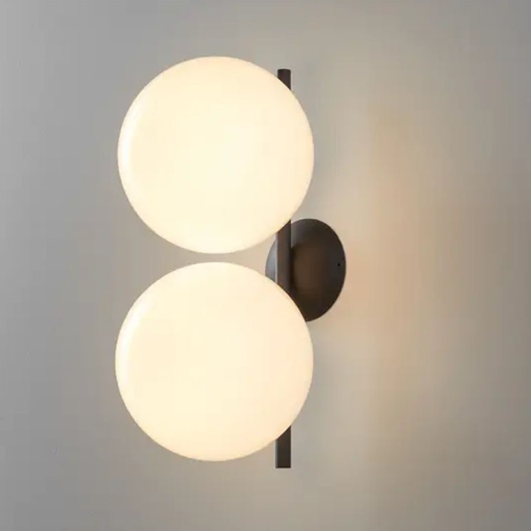 IC Lights C/W2 Double Lampada da parete soffitto nero vetro soffiato Ø30 cm.