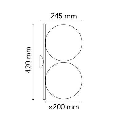 IC Lights C/W1 Double Lampada da parete soffitto ottone vetro soffiato Ø20 cm.