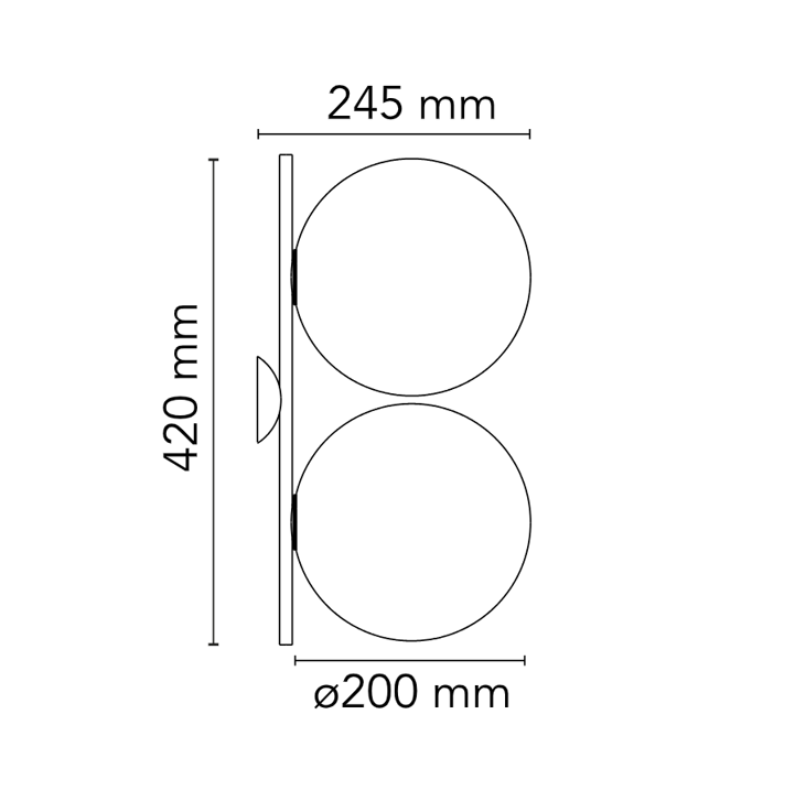 IC Lights C/W1 Double Lampada da parete soffitto ottone vetro soffiato Ø20 cm.