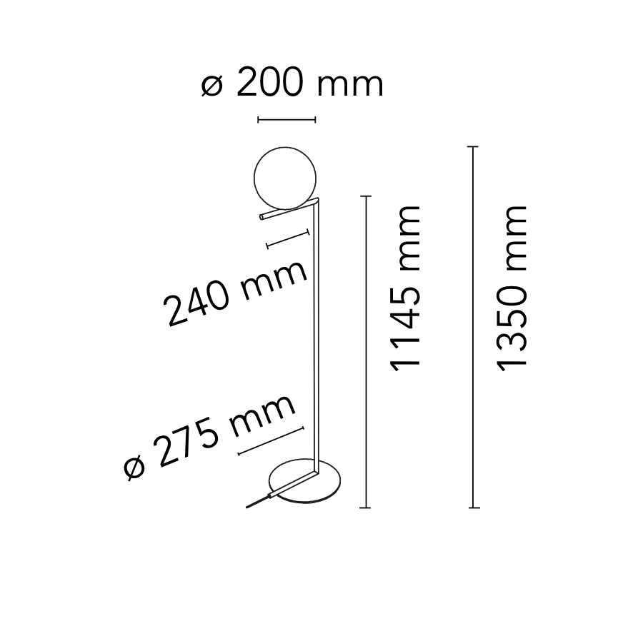 IC Lights F1 Lampada da terra cromo e vetro soffiato Ø20 cm.