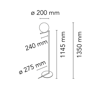 IC Lights F1 Lampada da terra cromo e vetro soffiato Ø20 cm.