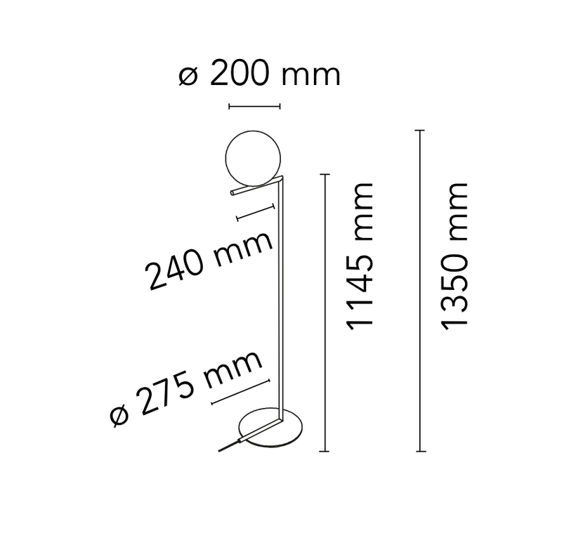 IC Lights F1 Lampada da terra cromo e vetro soffiato Ø20 cm.