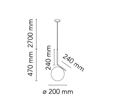 IC Lights S1 Sospensione ottone in vetro soffiato Ø20 cm.