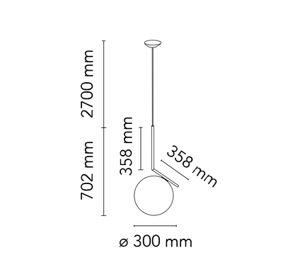 IC Lights S2 Sospensione cromo in vetro soffiato Ø30 cm.