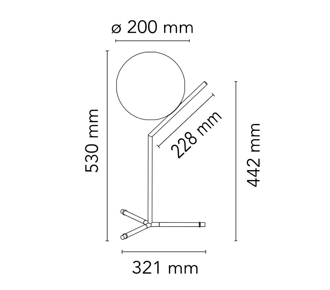 IC Lights T1 High Lampada da tavolo cromo vetro soffiato Ø20 cm.